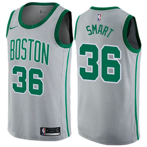 Men Boston Celtics 36 Marcus Smart Gray Nike Swingman City Edition NBA Jersey
